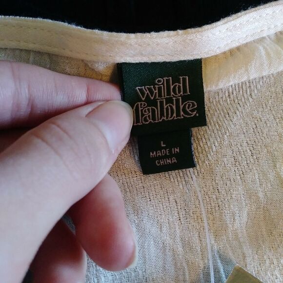 Wild Fable Ivory Chevron Cropped Long Sleeve Shirt Top - Picture 5 of 6